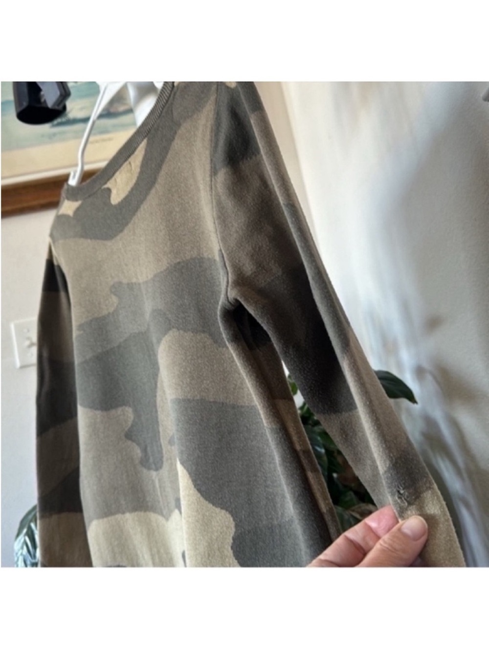 Mossimo Leopard Camouflage Knit Sweaters Sz M Crew Green Brown Black - Picture 8 of 14